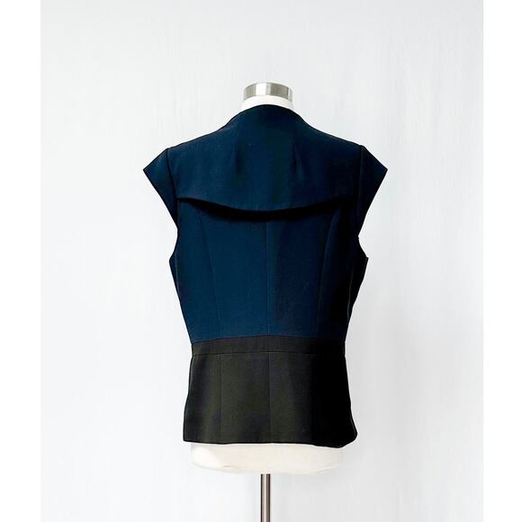 Navy & Black Structured Button Front Top size 14 Large - Picture 5 of 9